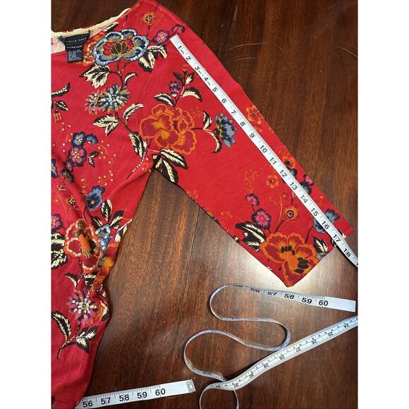 August Silk Silk Blend 3/4 Sleeve Sweater Sz 2X Beaded Sequin Floral Dressy Red - Picture 6 of 8